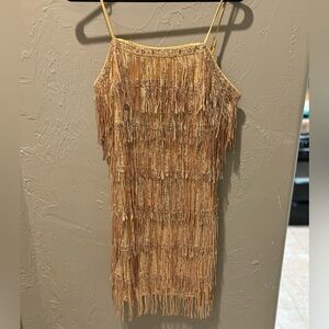Gold shimmer fringe dress